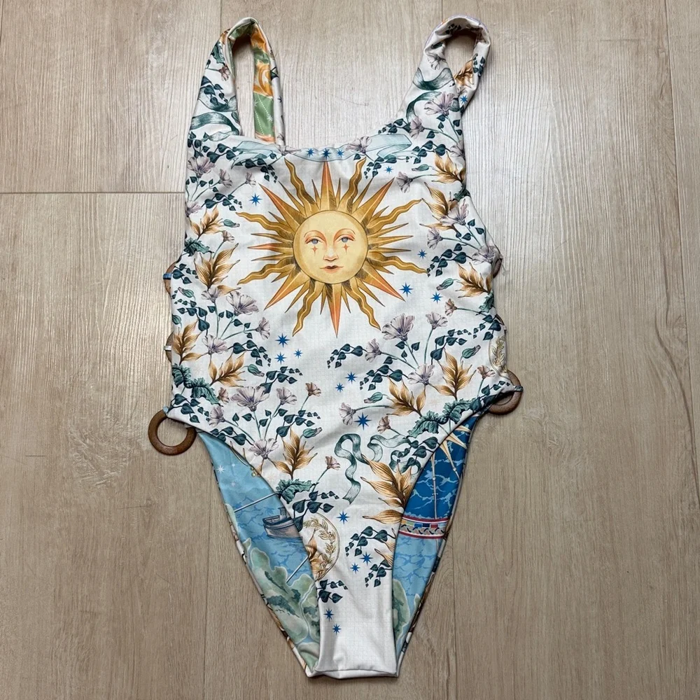 Agua Bendita Yara Solstice Reversible One-Piece Swimsuit, SIZE LARGE